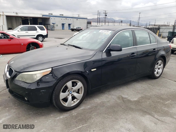 2005 BMW 5 Series 525i with VIN WBANA535X5B858088, listed as a Copart auction lot 72276784 with 105,027 mi miles and Salvage Title. Bid and sale history available at carsss.com. Image 1.