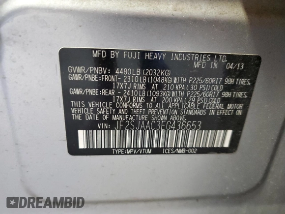 2014 Subaru Forester 2.5i with VIN JF2SJAAC3EG436653, listed as a Copart auction lot 50495025 with 97,048 mi miles and Clean Title. Bid and sale history available at carsss.com. Image 13.