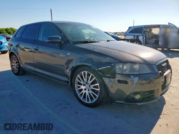 2007 Audi A3 with VIN WAUHF78P07A224785, listed as a Copart auction lot 56322665 with 125,043 mi miles and Salvage title. Bid and sale history available at DreamBid. Image 4.