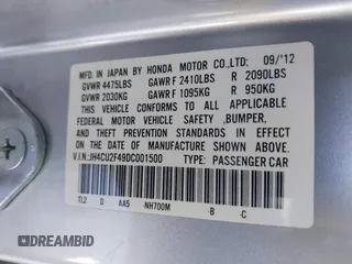 2013 Acura TSX with VIN JH4CU2F49DC001500, listed as a IAAI auction lot 41330453 with 177,103 mi miles. Bid and sale history available at carsss.com. Image 9.