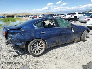 2017 Infiniti Q50 Red Sport 400 with VIN JN1FV7AP7HM850585, listed as a Copart auction lot 57649675 with 83,936 mi miles and Salvage title. Bid and sale history available at DreamBid. Image 3.