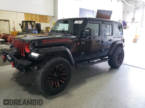 2020 Jeep Wrangler Unlimited Sahara z VIN 1C4HJXEN8LW118599, wystawiony jako Copart lot #60687535 z przebiegiem 74 824 mil mil oraz Czysty tytuł • Clean title. Historia ofert i sprzedaży dostępna na DreamBid. Obrazek 1.