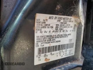 2012 Ford F-250 XL with VIN 1FT7W2BT4CEC38389, listed as a Copart auction lot 56659605 with Not provided miles and Salvage title. Bid and sale history available at DreamBid. Image 12.