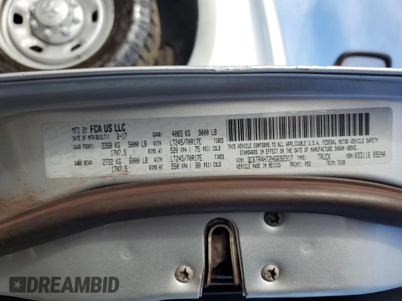 2017 Ram 2500 Tradesman с VIN 3C6TR4HT2HG692317, выставлен на аукционе Copart как лот 81065604 с пробегом 33 351 миль миль и Чистый • Clean title. История ставок и продаж доступна на DreamBid. Изображение 12.