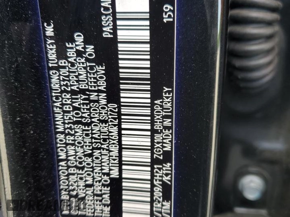 2021 Toyota C-HR LE with VIN NMTKHMBX6MR121720, listed as a Copart auction lot 56181005 with 56,103 mi miles and Salvage Title. Bid and sale history available at DreamBid. Image 12.