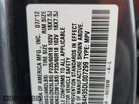 2013 Acura RDX with VIN 5J8TB4H35DL007299, listed as a Copart auction lot 47234535 with 162,696 mi miles and Salvage Title. Bid and sale history available at carsss.com. Image 14.