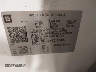 2018 GMC Acadia SLT with VIN 1GKKNULSXJZ185433, listed as a IAAI auction lot 41416333 with 100,296 mi miles and . Bid and sale history available at DreamBid. Image 9.