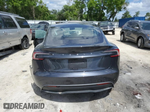 2025 Tesla Model 3 Long Range with VIN 5YJ3E1EAXSF922964, listed as a Copart auction lot 51526785 with Not Provided miles and Salvage Title. Bid and sale history available at DreamBid. Image 6.