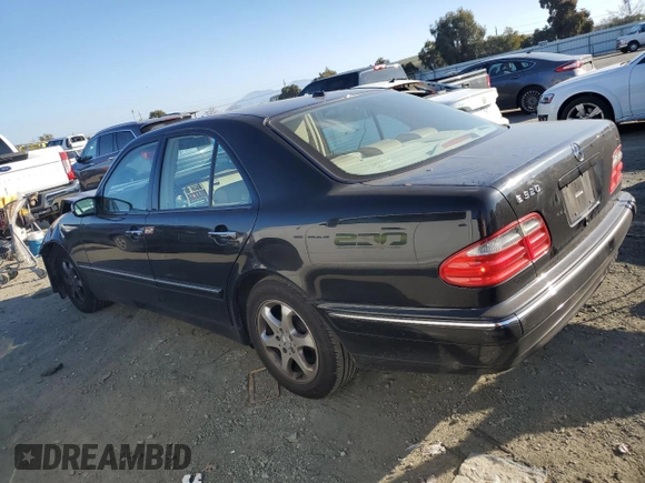 2002 Mercedes-Benz E-Class with VIN WDBJF65J72B424966, listed as a Copart auction lot 89323505 with 199,185 mi miles and Salvage Title. Bid and sale history available at carsss.com. Image 2.