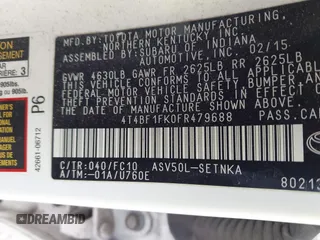 2015 Toyota Camry XLE with VIN 4T4BF1FK0FR479688, listed as a IAAI auction lot 41717801 with 131,365 mi miles. Bid and sale history available at carsss.com. Image 9.