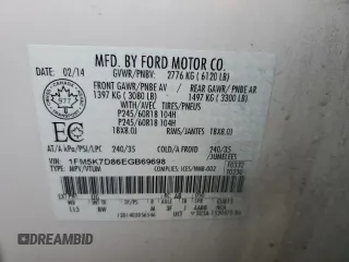 2014 Ford Explorer XLT с VIN 1FM5K7D86EGB69698, выставлен на аукционе Copart как лот 61726995 с пробегом 149 700 миль миль и Списание • Salvage title. История ставок и продаж доступна на DreamBid. Изображение 14.