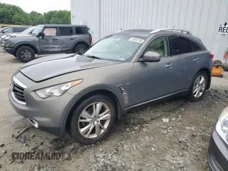 2014 Infiniti QX70 with VIN JN8CS1MW7EM412867, listed as a Copart auction lot 60054195 with 148,064 mi miles and Salvage title. Bid and sale history available at DreamBid. Image 1.