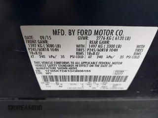 2016 Ford Explorer XLT z VIN 1FM5K7D81GGB06155, wystawiony jako IAAI lot #42158047 z przebiegiem 139 735 mil mil oraz . Historia ofert i sprzedaży dostępna na DreamBid. Obrazek 9.