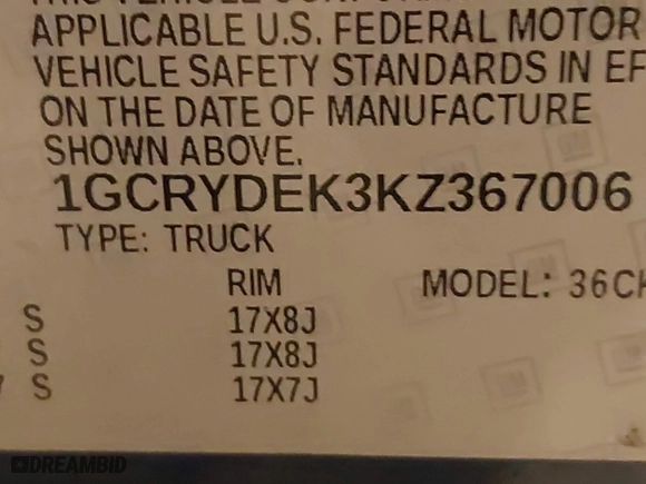 2019 Chevrolet Silverado 1500 LT with VIN 1GCRYDEK3KZ367006, listed as a IAAI auction lot 41431373 with 78,265 mi miles. Bid and sale history available at carsss.com. Image 9.