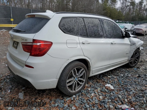 2017 BMW X3 xDrive35i with VIN 5UXWX7C56H0U39977, listed as a Copart auction lot 41337845 with 119,286 mi miles and Salvage Title. Bid and sale history available at DreamBid. Image 3.
