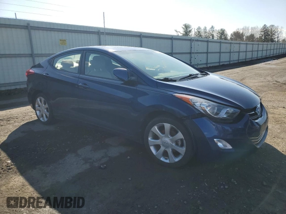 2013 Hyundai Elantra Limited with VIN KMHDH4AEXDU697201, listed as a Copart auction lot 50235345 with 67,411 mi miles and Salvage Title. Bid and sale history available at carsss.com. Image 4.