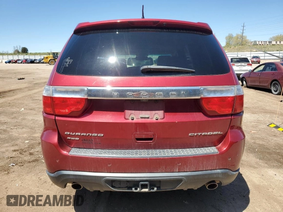 2013 Dodge Durango Citadel with VIN 1C4SDJETXDC562837, listed as a Copart auction lot 55730655 with 221,347 mi miles and Clean Title. Bid and sale history available at carsss.com. Image 6.