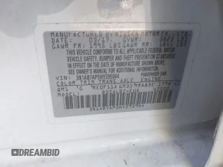 2017 Nissan Sentra SV с VIN 3N1AB7AP5HY295944, выставлен на аукционе IAAI как лот 40811623 с пробегом Не указан миль и . История ставок и продаж доступна на DreamBid. Изображение 9.