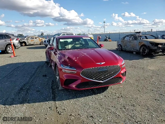 2023 Genesis G70 2.0T with VIN KMTG34TA1PU123716, listed as a Copart auction lot 44340295 with 26,963 mi miles and Salvage Title. Bid and sale history available at carsss.com. Image 10.