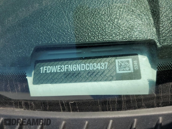 2022 Ford Econoline Cargo z VIN 1FDWE3FN6NDC03437, wystawiony jako Copart lot #50570905 z przebiegiem Nie podano mil oraz Szkoda całkowita • Salvage title. Historia ofert i sprzedaży dostępna na DreamBid. Obrazek 12.