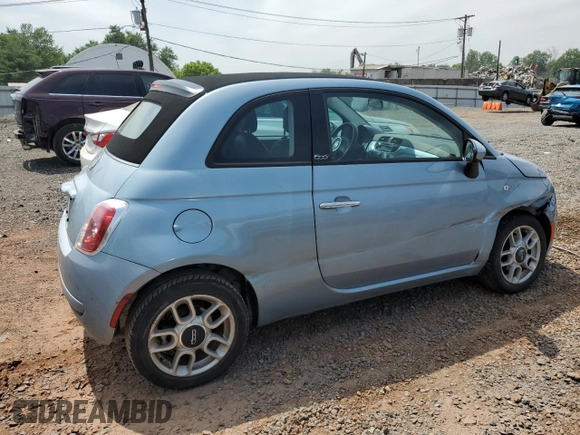 2013 FIAT 500 Pop with VIN 3C3CFFDR4DT615591, listed as a Copart auction lot 62602325 with 79,538 mi miles and Salvage title. Bid and sale history available at DreamBid. Image 3.