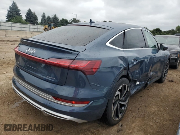 2020 Audi e-tron Sportback Prestige with VIN WA13ABGE0LB034806, listed as a Copart auction lot 63249024 with 52,616 mi miles and Salvage title. Bid and sale history available at DreamBid. Image 3.