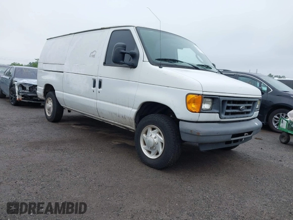 2007 Ford Econoline Cargo Commercial with VIN 1FTNE24W57DB33258, listed as a IAAI auction lot 42393068 with 152,700 mi miles and . Bid and sale history available at DreamBid. Image 1.