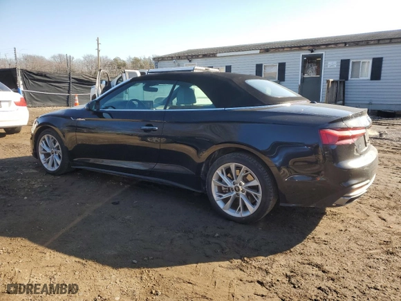 2022 Audi A5 Cabriolet Premium Plus with VIN WAUWAGF57NN001768, listed as a Copart auction lot 43219605 with 9,365 mi miles and Salvage Title. Bid and sale history available at carsss.com. Image 2.