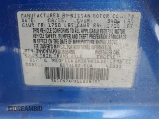 2016 Nissan Versa S z VIN 3N1CN7APXGL808455, wystawiony jako Copart lot #59929105 z przebiegiem 87 412 mil mil oraz Szkoda całkowita • Salvage title. Historia ofert i sprzedaży dostępna na DreamBid. Obrazek 12.