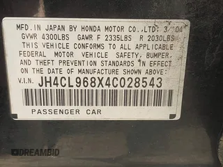 2004 Acura TSX с VIN JH4CL968X4C028543, выставлен на аукционе IAAI как лот 42478651 с пробегом 296 407 миль миль и . История ставок и продаж доступна на DreamBid. Изображение 9.