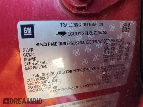 2020 Chevrolet Silverado 1500 LTZ with VIN 1GCUYGEL6LZ104384, listed as a Copart auction lot 74450304 with 76,305 mi miles and Salvage Title. Bid and sale history available at DreamBid. Image 15.