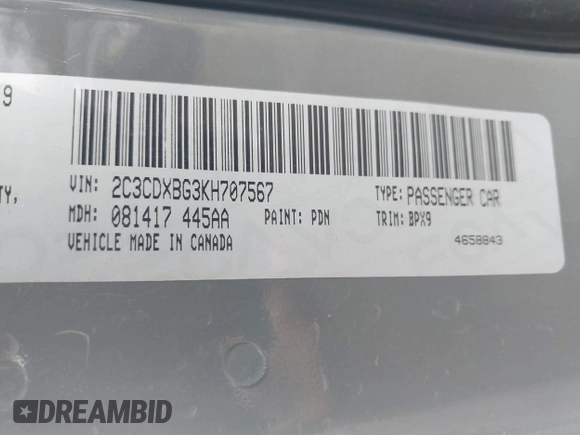 2019 Dodge Charger SXT with VIN 2C3CDXBG3KH707567, listed as a IAAI auction lot 41942936 with 137,249 mi miles and . Bid and sale history available at DreamBid. Image 9.