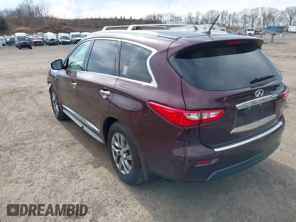 2014 Infiniti QX60 with VIN 5N1AL0MM3EC529582, listed as a IAAI auction lot 41844458 with 127,063 mi miles and . Bid and sale history available at carsss.com. Image 3.