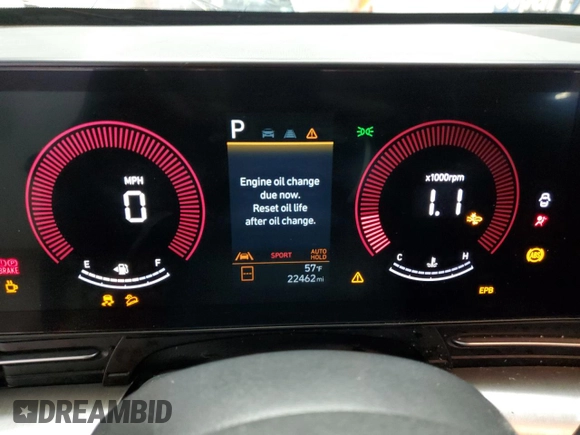 2024 Hyundai Kona SEL with VIN KM8HBCAB1RU122107, listed as a Copart auction lot 53721805 with 22,462 mi miles and Salvage Title. Bid and sale history available at carsss.com. Image 9.