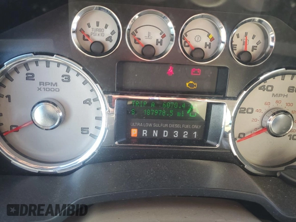 2010 Ford F-350 XL with VIN 1FTWW3DR1AEB32563, listed as a Copart auction lot 80013484 with 187,978 mi miles and Salvage title. Bid and sale history available at DreamBid. Image 9.