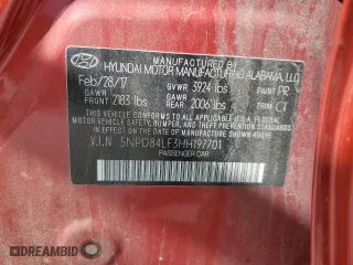 2017 Hyundai Elantra SE with VIN 5NPD84LF3HH197701, listed as a Copart auction lot 48785035 with 27,019 mi miles and Salvage Title. Bid and sale history available at carsss.com. Image 12.
