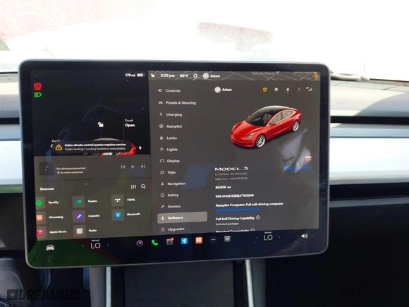 2020 Tesla Model 3 Long Range with VIN 5YJ3E1EB5LF783269, listed as a IAAI auction lot 41834249 with NaN miles. Bid and sale history available at carsss.com. Image 17.
