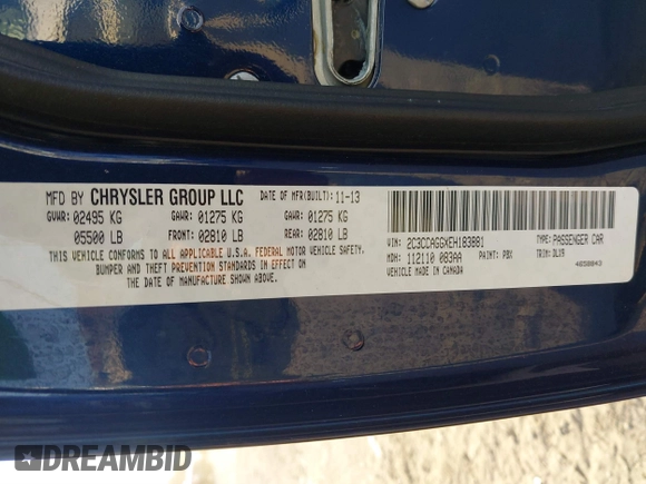 2014 Chrysler 300 with VIN 2C3CCAGGXEH183881, listed as a IAAI auction lot 41186958 with 110,796 mi miles. Bid and sale history available at carsss.com. Image 9.