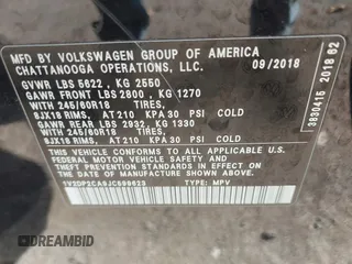 2018 Volkswagen Atlas SE with VIN 1V2DP2CA9JC599623, listed as a IAAI auction lot 42065906 with Not provided miles and . Bid and sale history available at DreamBid. Image 9.