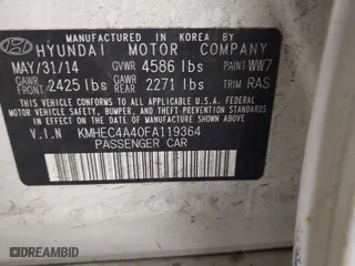 2015 Hyundai Sonata Hybrid Limited with VIN KMHEC4A40FA119364, listed as a IAAI auction lot 40883259 with 148,969 mi miles. Bid and sale history available at carsss.com. Image 9.