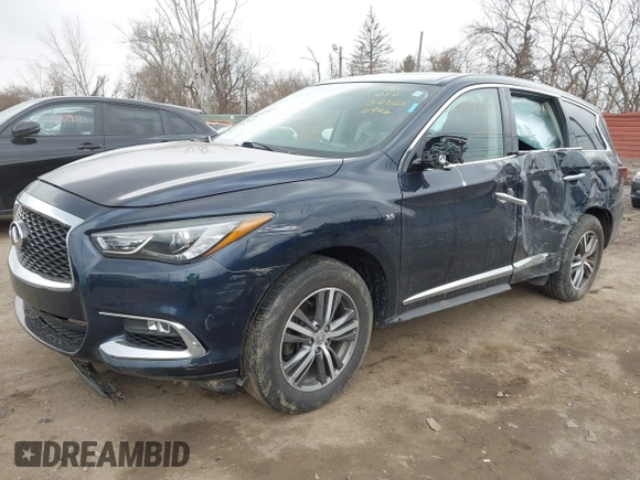 2019 Infiniti QX60 Luxe with VIN 5N1DL0MM1KC566946, listed as a IAAI auction lot 41887596 with 108,035 mi miles and . Bid and sale history available at DreamBid. Image 17.