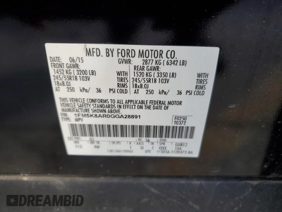 2016 Ford Police Interceptor Utility z VIN 1FM5K8AR0GGA28891, wystawiony jako Copart lot #48029425 z przebiegiem 83 772 mil mil oraz Szkoda całkowita • Salvage title. Historia ofert i sprzedaży dostępna na DreamBid. Obrazek 13.