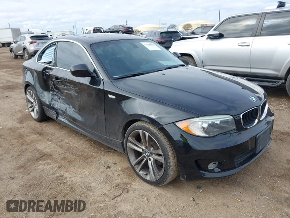 2013 BMW 1 Series 128i with VIN WBAUP7C52DVP24985, listed as a IAAI auction lot 41368682 with 107,294 mi miles and . Bid and sale history available at carsss.com. Image 1.