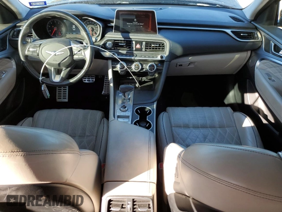 2019 Genesis G70 3.3T Advanced with VIN KMTG34LE0KU019519, listed as a Copart auction lot 80455204 with 72,745 mi miles and Salvage Title. Bid and sale history available at carsss.com. Image 8.