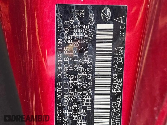 2018 Lexus LC 500h z VIN JTHHP5AY6JA004371, wystawiony jako Copart lot #44732925 z przebiegiem 40 331 mil mil oraz Szkody całkowita. Historia ofert i sprzedaży dostępna na DreamBid. Obrazek 10.