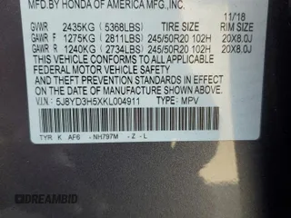 2019 Acura MDX Technology z VIN 5J8YD3H5XKL004911, wystawiony jako Copart lot #49856385 z przebiegiem 71 987 mil mil oraz Szkoda całkowita • Salvage title. Historia ofert i sprzedaży dostępna na DreamBid. Obrazek 13.