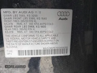 2013 Audi Q7 3.0L TDI Premium Plus with VIN WA1LMAFE7DD009295, listed as a IAAI auction lot 41895084 with 151,954 mi miles. Bid and sale history available at carsss.com. Image 9.