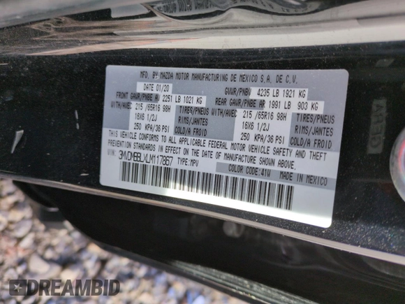 2020 Mazda CX-30 with VIN 3MVDMBBLXLM117867, listed as a Copart auction lot 46646295 with 31,383 mi miles and Salvage Title. Bid and sale history available at DreamBid. Image 12.