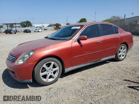 2003 Infiniti G35 w/Leather with VIN JNKCV51E63M019749, listed as a Copart auction lot 53346205 with 156,998 mi miles and Salvage Title. Bid and sale history available at DreamBid. Image 1.