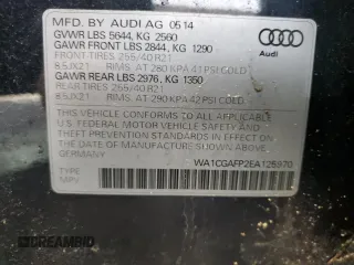 2014 Audi SQ5 Premium Plus with VIN WA1CGAFP2EA125970, listed as a Copart auction lot 86503234 with 81,413 mi miles and Salvage Title. Bid and sale history available at carsss.com. Image 14.